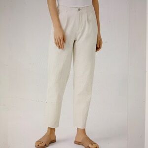 Eileen Fisher pleated undyed organic cotton denim lantern Jean